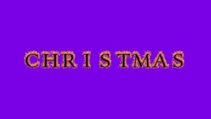 christmas fire text effect violet background. animated text effect with high visual impact. letter and text effect. Alpha Matte. 