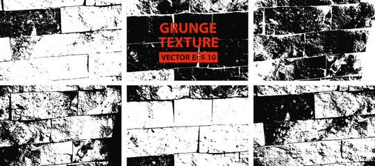 Bricks texture. Stone background.Grunge texture. Grunge black and white vector overlay. Grungy grainy surface.