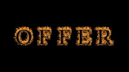 offer fire text effect black background. animated text effect with high visual impact. letter and text effect. Alpha Matte. 