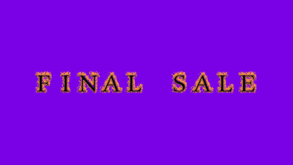 final sale fire text effect violet background. animated text effect with high visual impact. letter and text effect. Alpha Matte. 