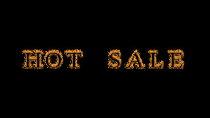 Naklejka na ściany i meble hot sale fire text effect black background. animated text effect with high visual impact. letter and text effect. Alpha Matte. 