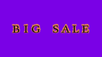 big sale fire text effect violet background. animated text effect with high visual impact. letter and text effect. Alpha Matte. 