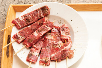 traditional greek food - Greek grille souvlaki on the plate