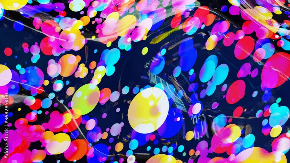 Poster abstract looped background of shiny glossy surface like wavy transparent liquid with rainbow color c