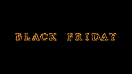 black friday fire text effect black background. animated text effect with high visual impact. letter and text effect. Alpha Matte. 