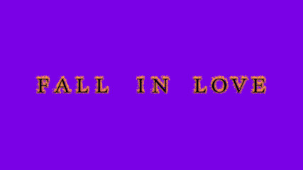 fall in love fire text effect violet background. animated text effect with high visual impact. letter and text effect. Alpha Matte. 