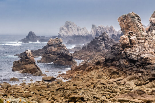 rocky coast of the island of Ouessant, off Brittany