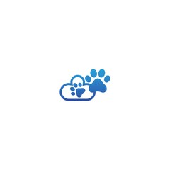 Fototapeta na wymiar Dog footprint cloud logo design concept
