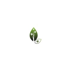 Dog footprint combine leaf logo design concept