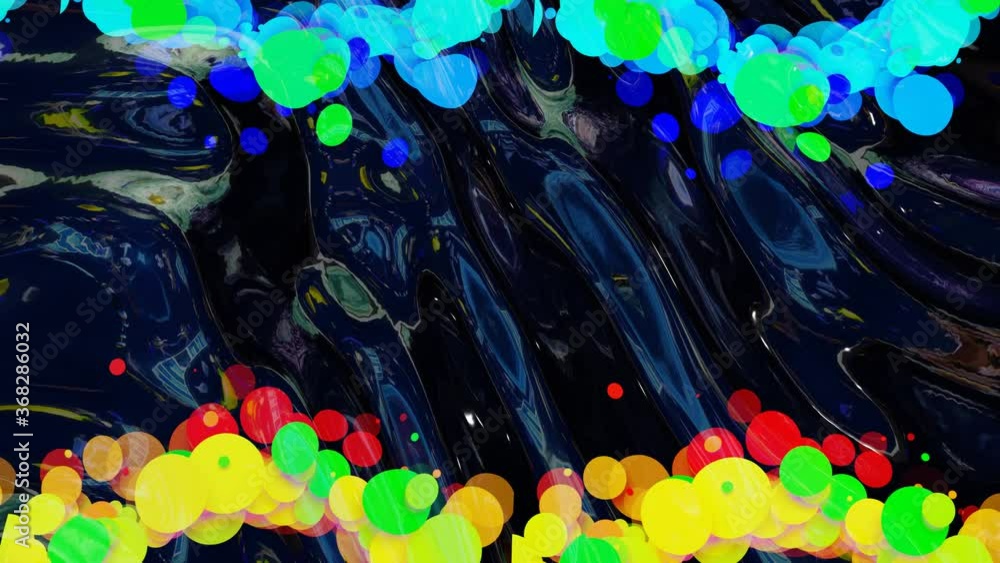 Poster abstract looped background of shiny glossy surface like wavy transparent liquid with rainbow color c
