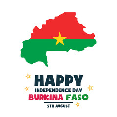 Happy Independence day Burkina Faso, Map, 5 August, Flag poster, illustration vector