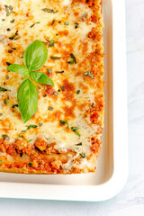 Traditional Italian Lasagna Top Down Vertical Photo 