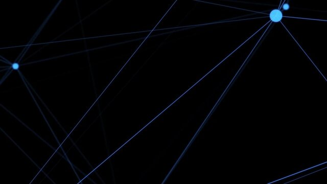 Connecting a large number of blue dots on a black background HD