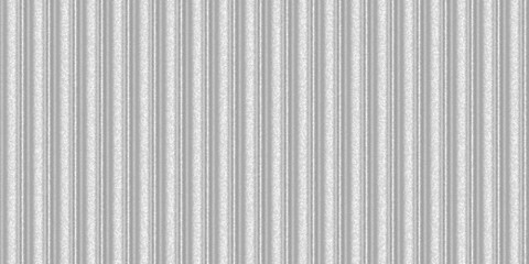 Silver white wavy iron wall pattern. Fluted metal fencing backdrop. Corrugated metal texture. Crimp...