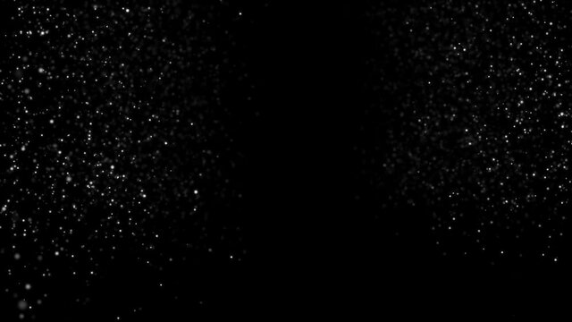 Slowly falling particles in the form of dust on a black background HD 1920