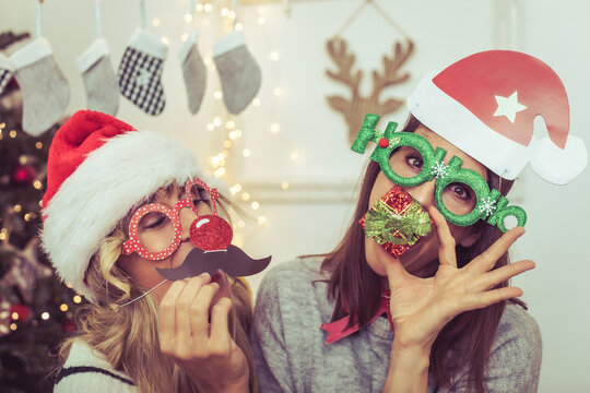 santa claus friends with christmas photo booths
