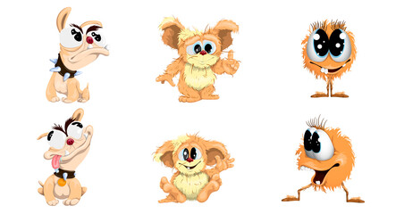 Fototapeta premium Set of funny animals in cartoon style