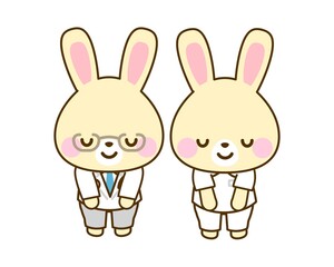 お辞儀をする医療うさぎ