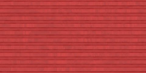 Red crimp fence background. Ribbed metallic surface. Wavy iron wall pattern. Fluted metal fencing...