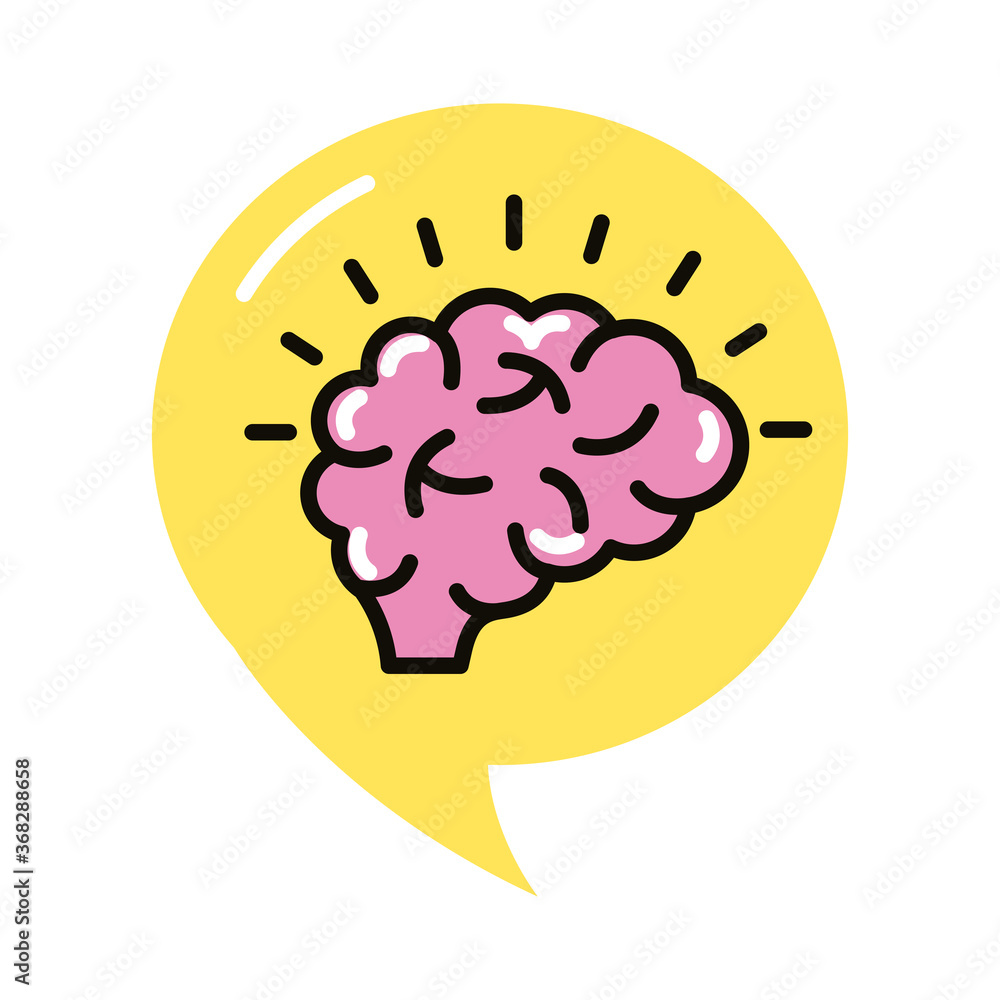 Canvas Prints brain human in speech bubble line and fill style icon