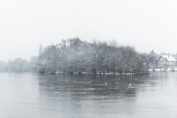 Snowy Loire Valley during winter