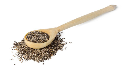 Spoom with chia seeds isolated on white