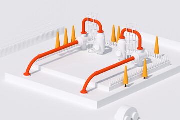 3D rendering white compressor station illustration