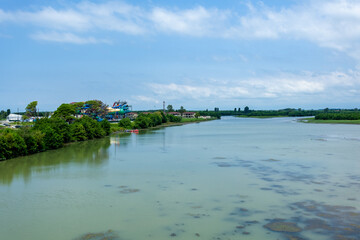 Fototapeta na wymiar Patara Enguri River in Anaklia, Georgia. Landscape