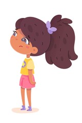 Little sad girl crying with resentment isolated