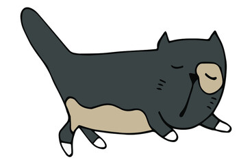 cat, funny, funny, sketch, cartoon, cartoon, comic, characters, contour, color, Doodle, sticker, cover, drawing, handmade, hand drawing, logo, label, cat food, isolated, white background,