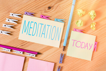 Handwriting text writing Meditation. Conceptual photo the discourse intended to express its author...