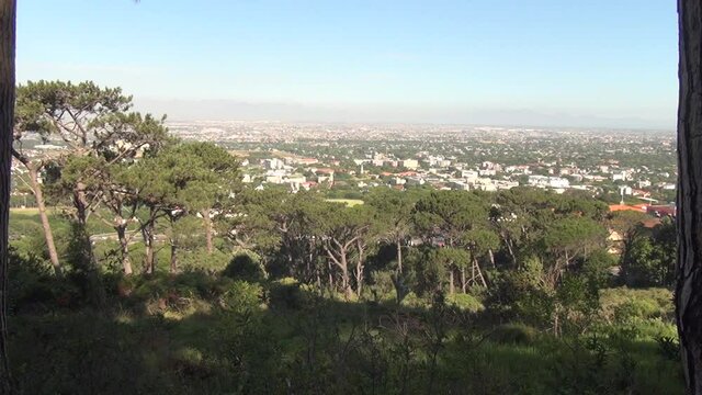Summer day video of Cape Town panorama shot from Rhodes Memorial, Western Cape, South Africa