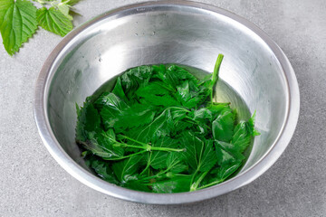 Nettle infusion in a bowl