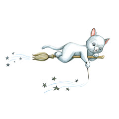 Watercolor illustration of a funny cat. Hand made character. Cartoon style illustration. Halloween. Autumn.	Fall
