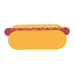 Hot dog in flat style with mustard and ketchup vector illustration