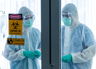 COVID-19, Corona Virus outbreak quarantine epidemic spread  social distancing concept. Asian...