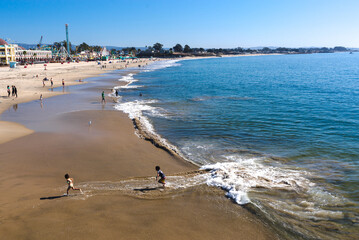Beach scene on a beautiful day in Santa Cruz, California