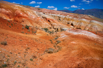 Mars valley in the Altai mountains against the blue sky, Altai Republic