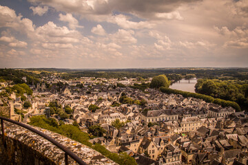 Fototapeta na wymiar View of the city of Chinon from the castle