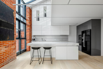 Loft kitchen with big window