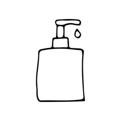 Hand sanitizer bottle doodle icon in vector. Hand drawn hand sanitizer bottle icon in vector