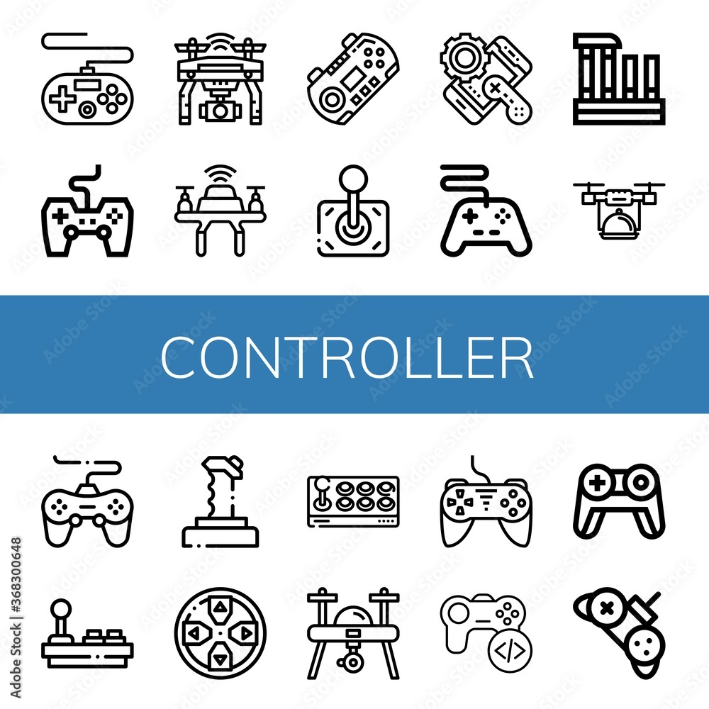Poster controller simple icons set