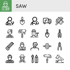 saw simple icons set