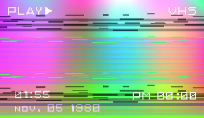 Abstract technology background with pixel noise compression artifacts. Glitched screen with digital datamoshing effect like retro look of an old damaged VHS tape.