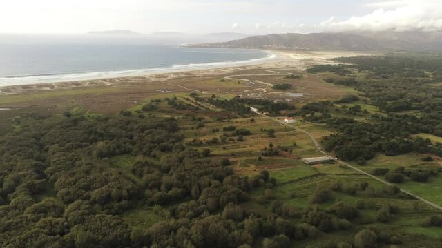 Beautiful coast and landscape in Galicia,Spain. Aerial Drone Footage