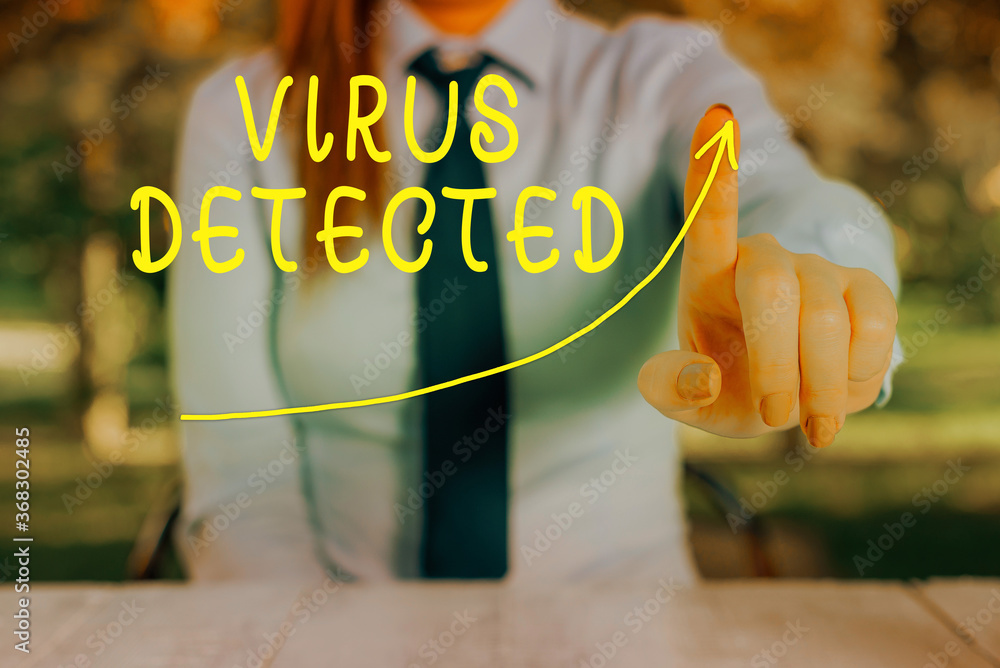Poster conceptual hand writing showing virus detected. concept meaning a computer program used to prevent a