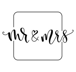 Mr and Mrs wedding black calligraphy isolated on white background - vector illustration.