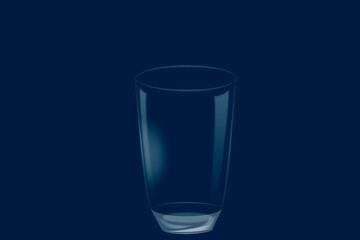 An empty drink glass on a dark blue background.