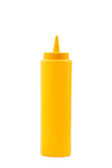 Yellow squeeze bottle isolated on white background