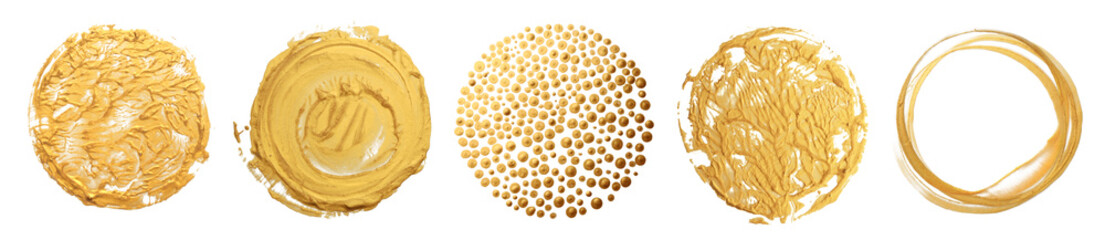 Gold (bronze) dots circle. Art Abstract  texture background.